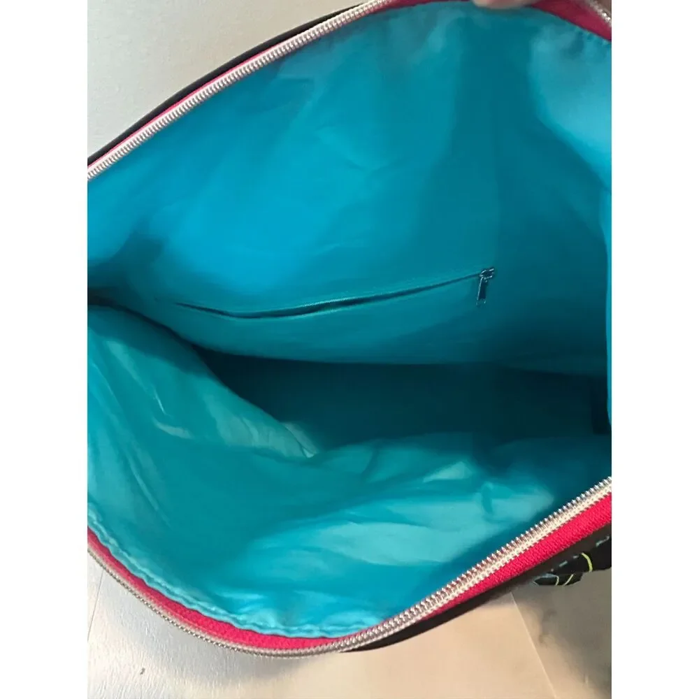 American Girl Duffle Tote Bag 20 x 16 Black Multicolor Pink Straps